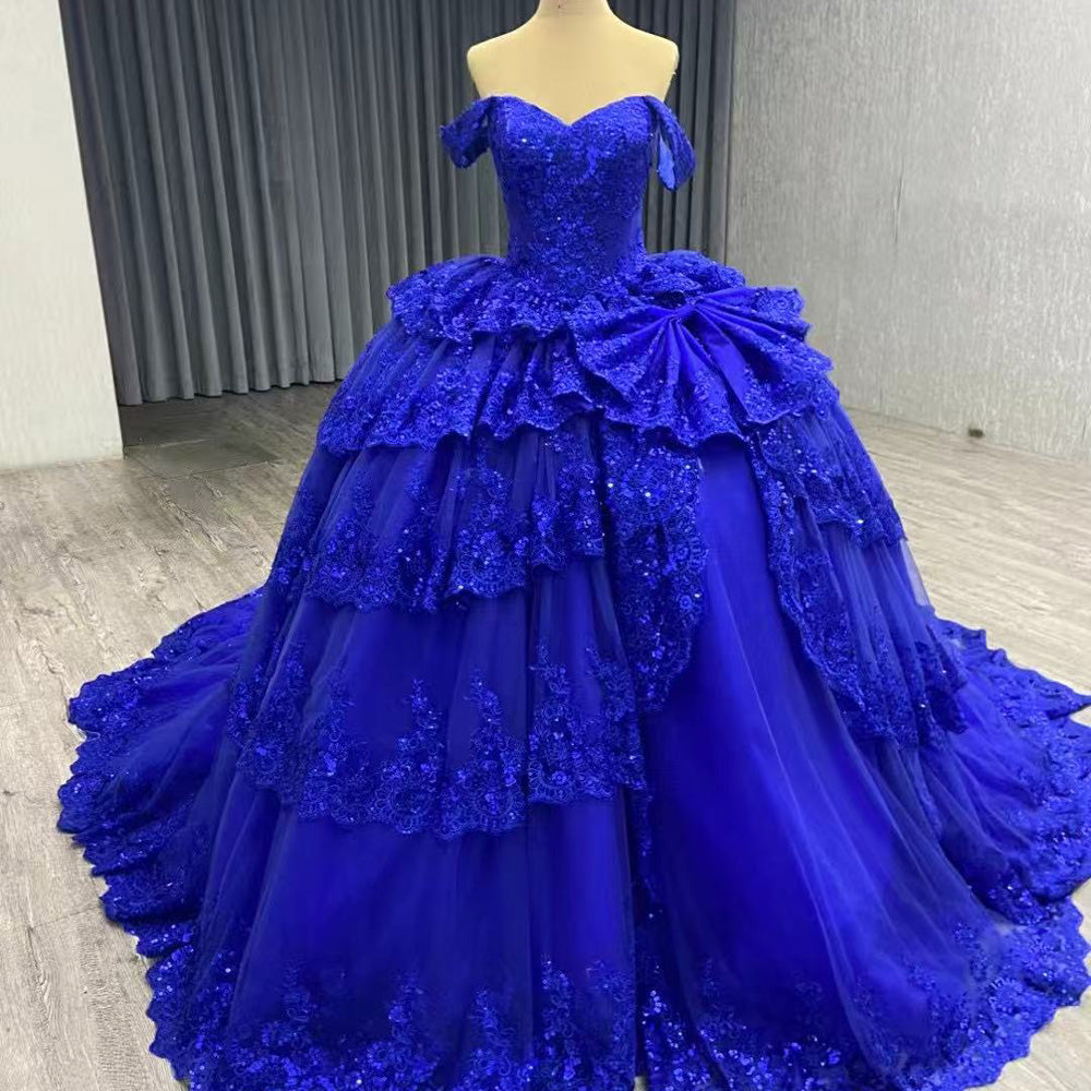 TW124 Vestidos Quinceañeras Estilo Princesa Off Shoulder Sweetheart Appliques Lace Up Back Royal Blue 15 Quinceanera Dresses 2025