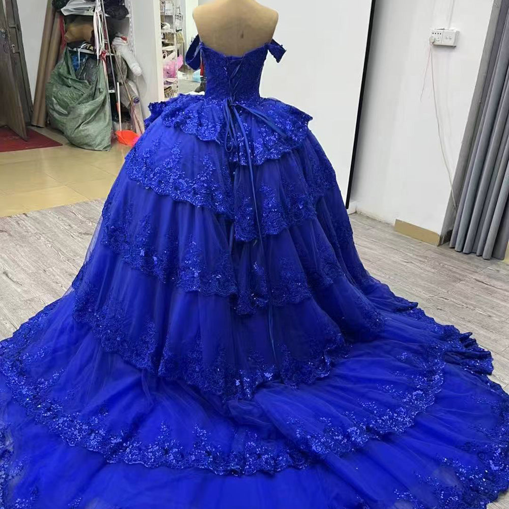 TW124 Vestidos Quinceañeras Estilo Princesa Off Shoulder Sweetheart Appliques Lace Up Back Royal Blue 15 Quinceanera Dresses 2025