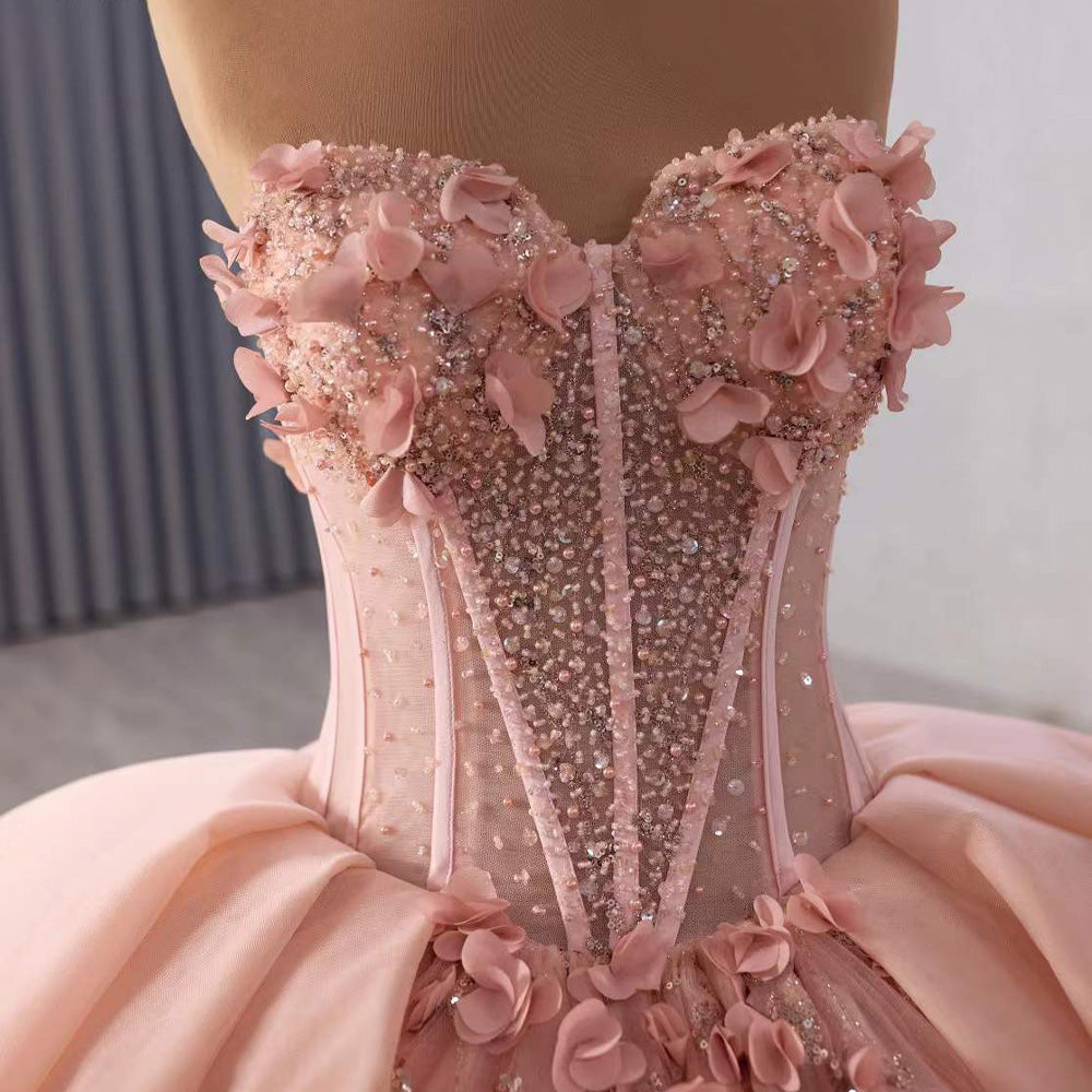 TW098 Vestidos De 15 Años Quinceañeras Sleeveless Sweetheart Appliques Lace Up Back Pink Or Purple Long Dress For Special Occasions