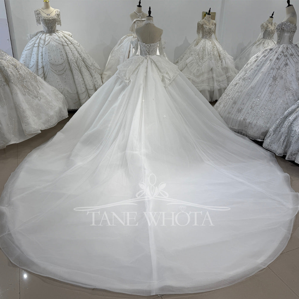 TW453 Luxury 2025 Wedding Dress Sweetheart Detachable Sleeve Lace-Up Back Ball Gown Beading Crystal Customizable