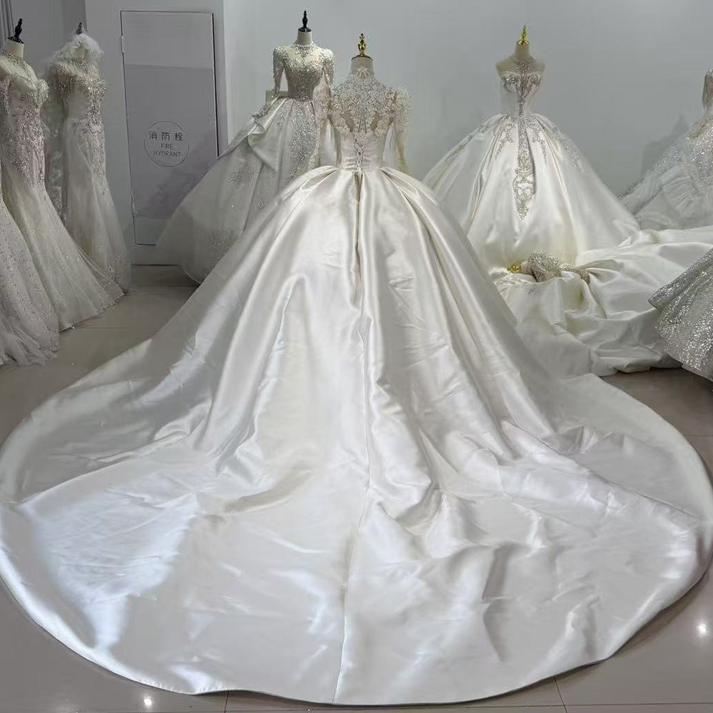 TW011 Robe Mariage Femme 3 Wear Bow Sweetheart Back Lace Up Ball Gown Satin Wedding Dress With Lace Jacket