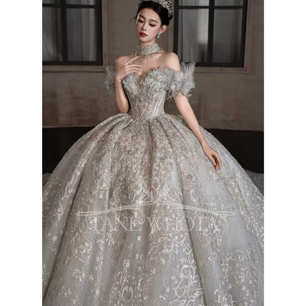 TW602 Abito Da Sposa 2025 Luxury Sweetheart Off-Shoulder Beading Sequined Ball Gown Wedding Dress Customized Sexy