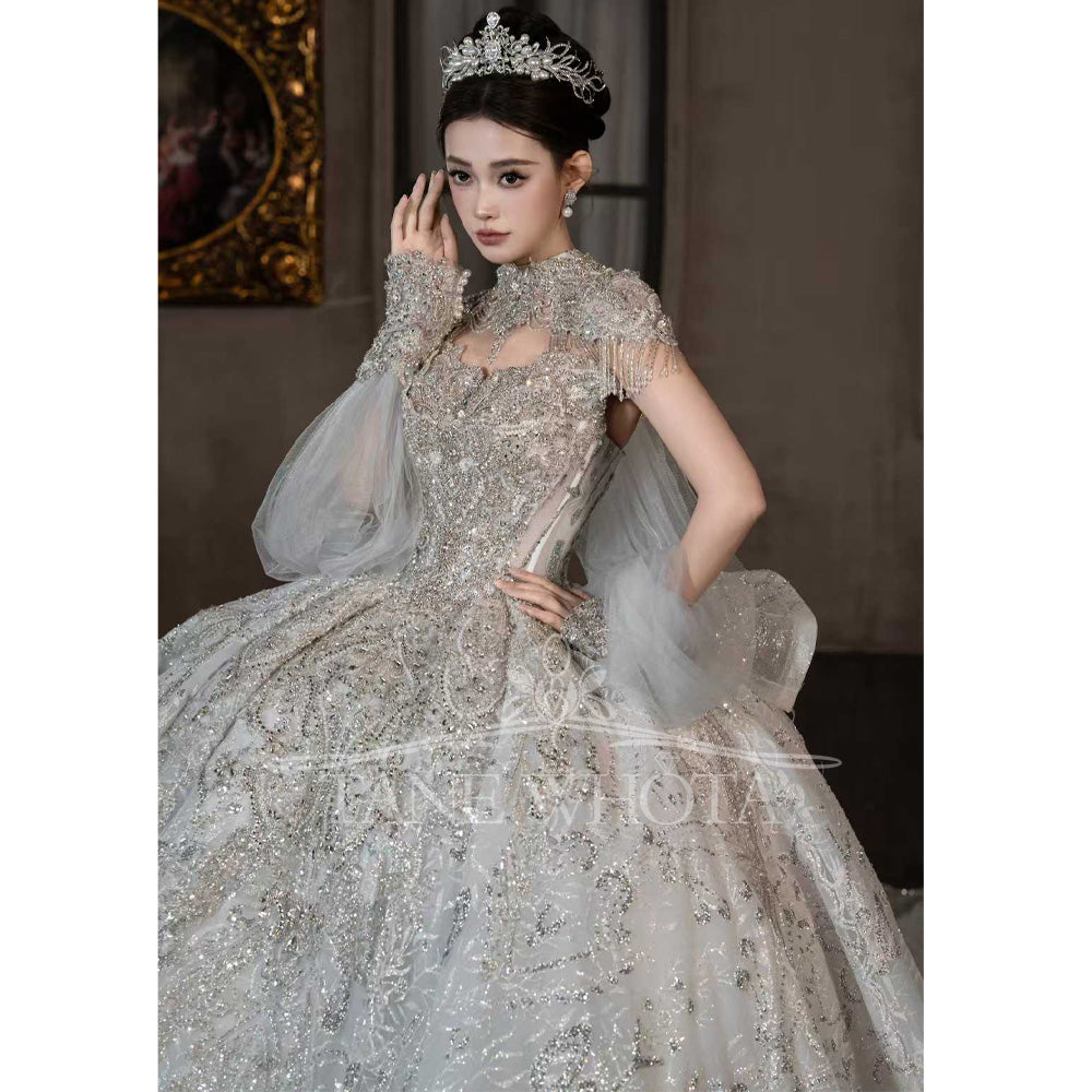 TW601 Luxury Sleeveless Sweetheart Lace Wedding Dress Beading Sequined Customizable Brides Vestido Casamento 2025