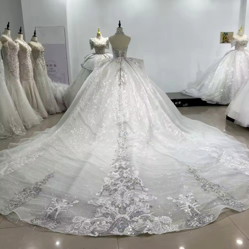 TW148 Robes De Mariée 2025 Strapless Wedding Dress Lace Up Back Beading Crystal Embroidery Sequined Customized Ball Gown Bridal Dress