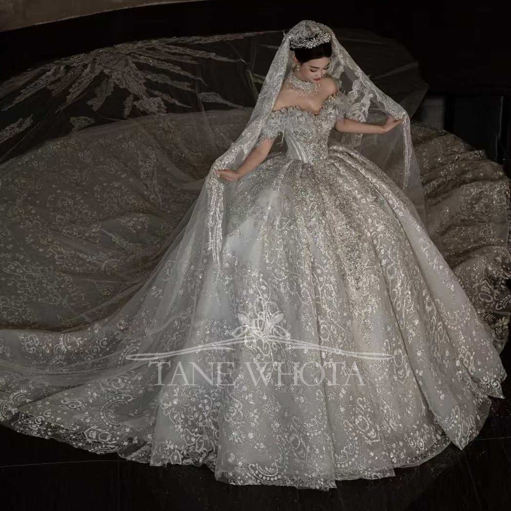 TW602 Abito Da Sposa 2025 Luxury Sweetheart Off-Shoulder Beading Sequined Ball Gown Wedding Dress Customized Sexy
