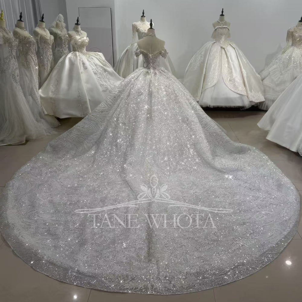 TW304 Vestidos De Novias Boda 2025 De Lujo Sweetheart Off Shoulder Lace Up Back Weeding Dress Sequined Beading Embroidery Bridal Dress