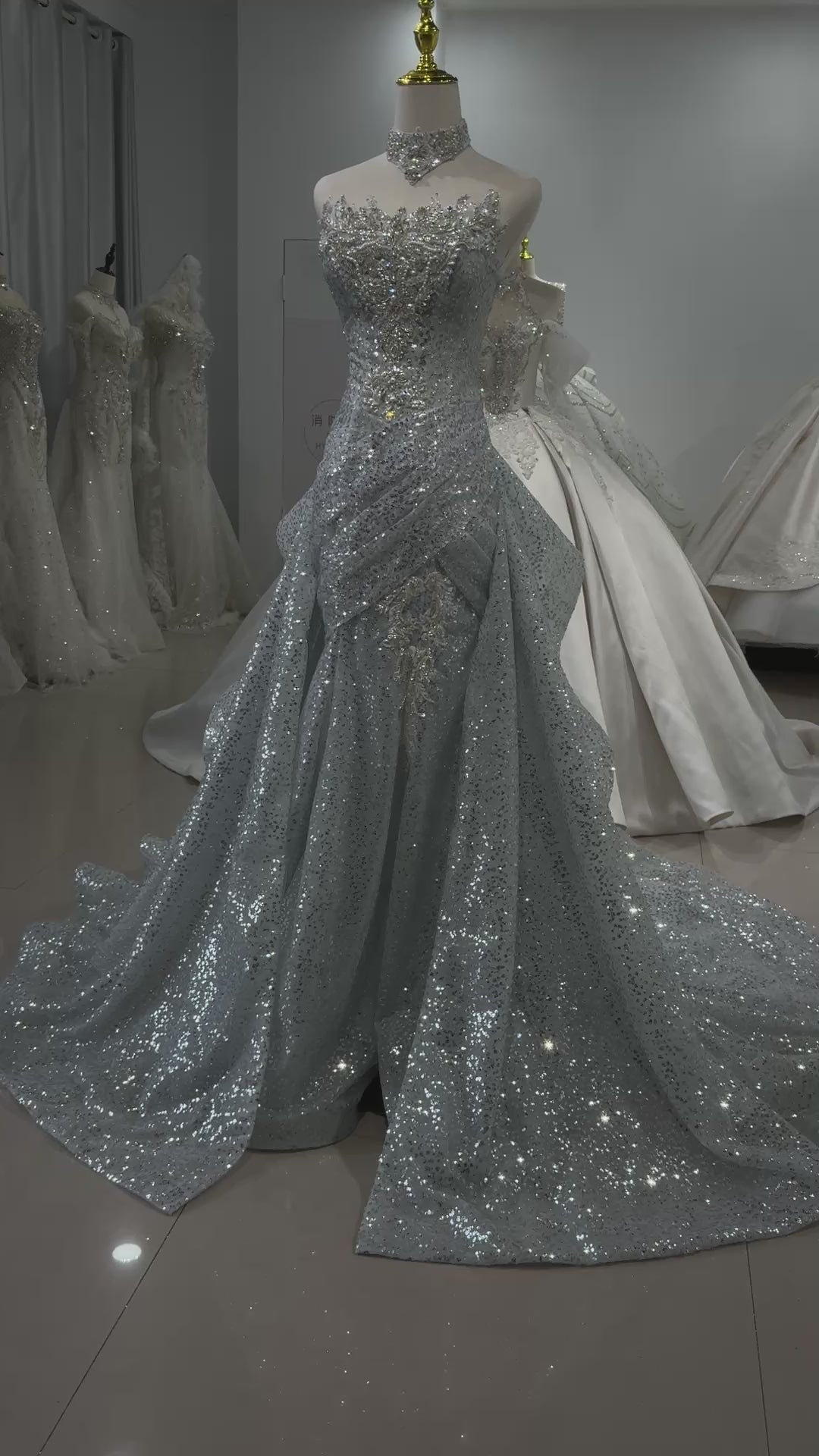 TW533 Luxury Sweetheart Sleeveless Evening Dress 2025 Lace-Up Back Sequins Beading Grey Prom Gown Customized Fit