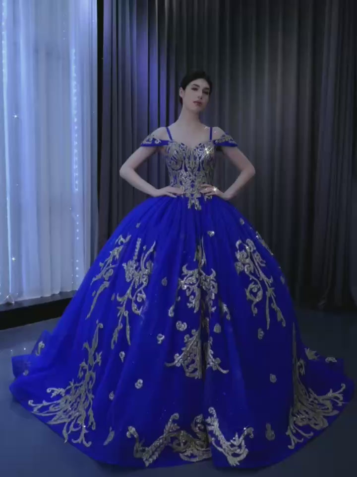 TW293 Vestido Debutante 15 Anos Spaghetti Straps Sweetheart Lace Up Back Sequined Embroidery Customized Blue Long Dress
