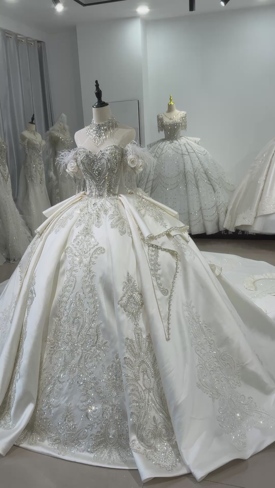 TW519 Sweetheart Off-Shoulder Crystal Beaded Sequined Wedding Dress 2025 Lace-Up Back Customized Ball Gown For Women Vestido De Noiva