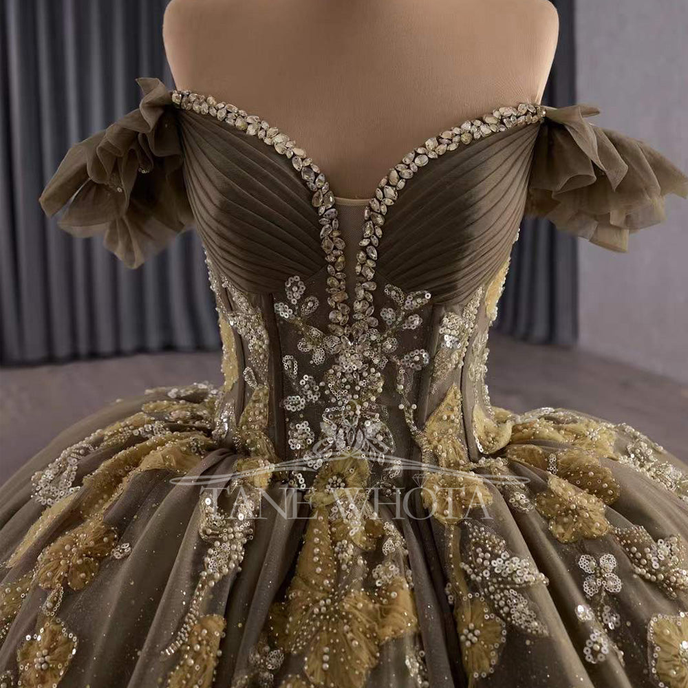 TW303 New Vestidos De 15 Quinceañera Luxury 2025 Sweetheart Appliques Flower Long Quinceanera Dress For Special Occasions