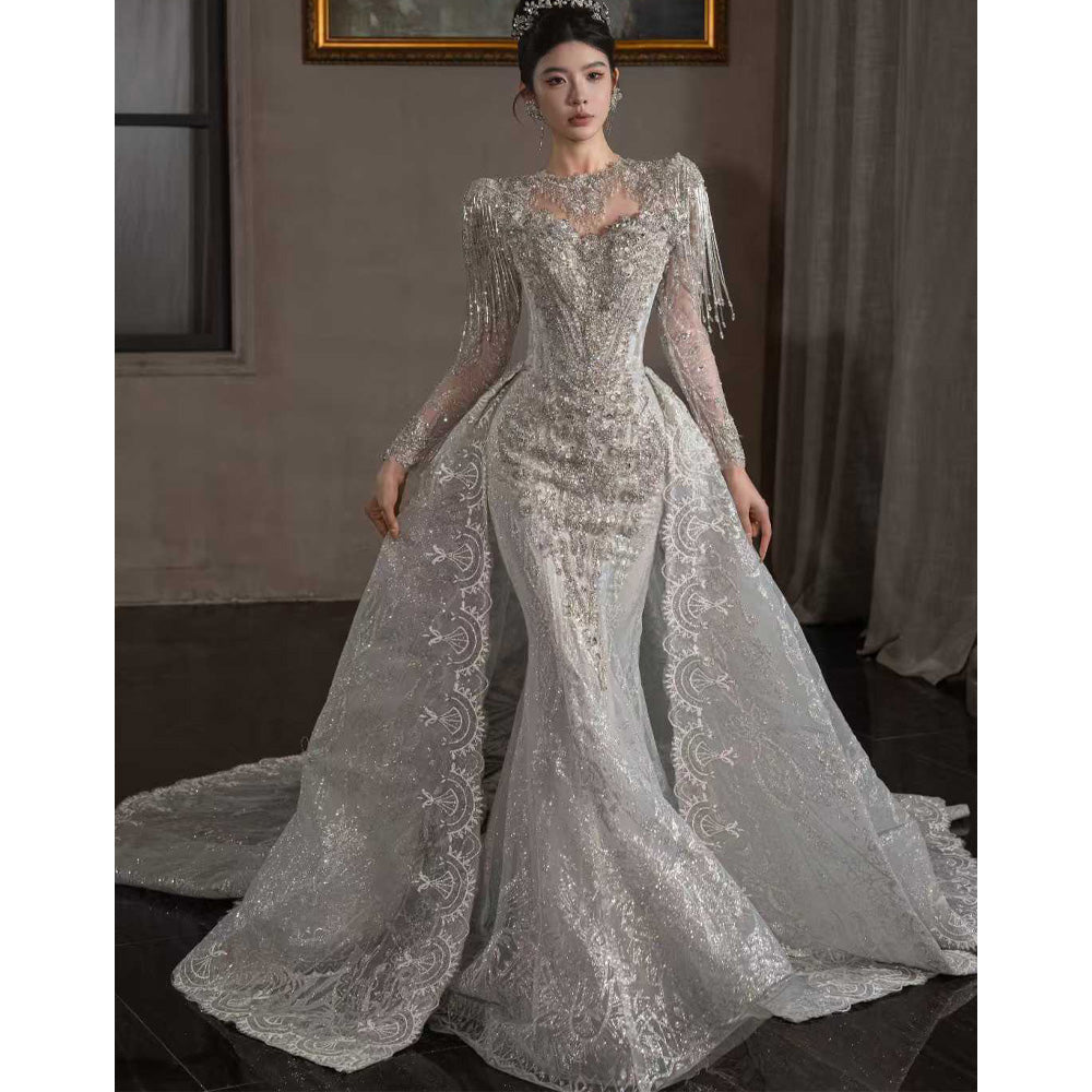 TW660 Sweetheart Embroidery Beading Sequined Detachable Jacket Wedding Dress Sheath Vestido De Noiva Customized For Brides