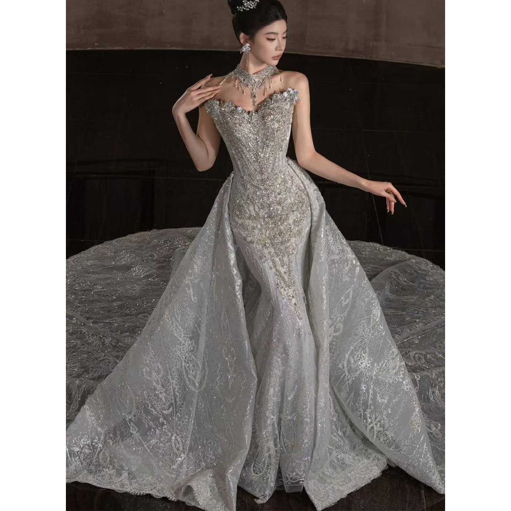 TW660 Sweetheart Embroidery Beading Sequined Detachable Jacket Wedding Dress Sheath Vestido De Noiva Customized For Brides