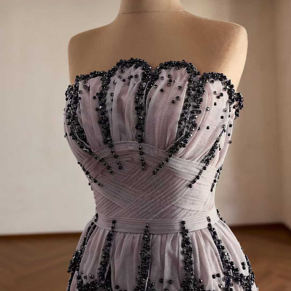 TW1080 2026 Customizable Strapless Sleeveless Evening Dress Lace-Up Back Beading Elegant Prom Dress