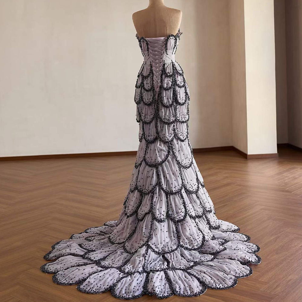 TW1080 2026 Customizable Strapless Sleeveless Evening Dress Lace-Up Back Beading Elegant Prom Dress