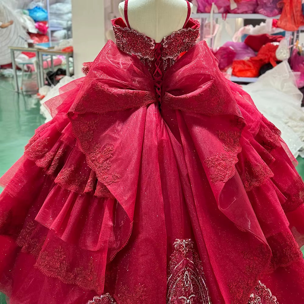TW253 Abendkleider Sweetheart Off-Shoulder Evening Dress Crystal Embroidery Beaded Lace Up Back Red Long Dresses For Special Occasions