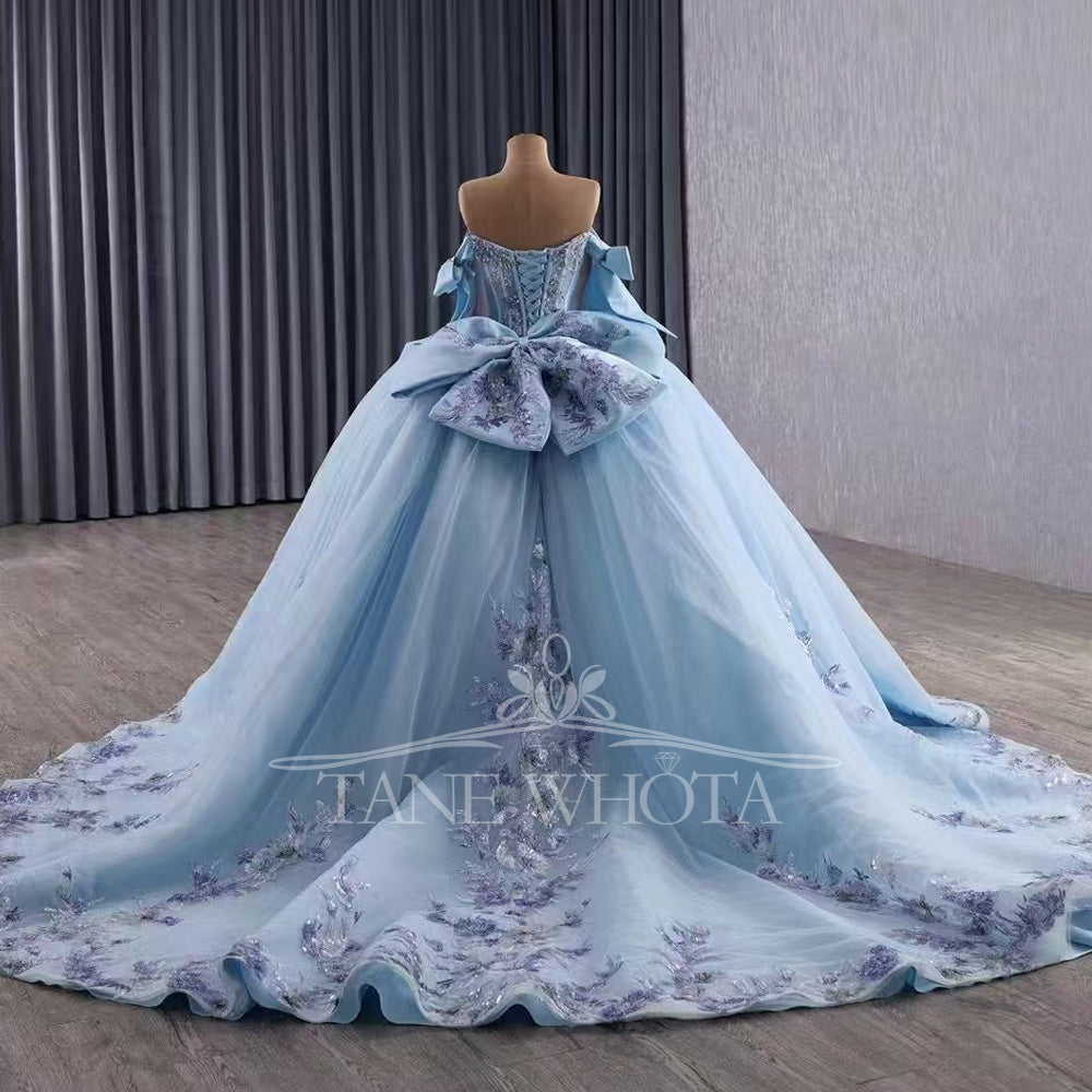 TW492 Vestidos De 15 Quinceañeras Azul Sweetheart Ball Gown Beading Crystal Evening Gown XV Princess Quinceanera Dress