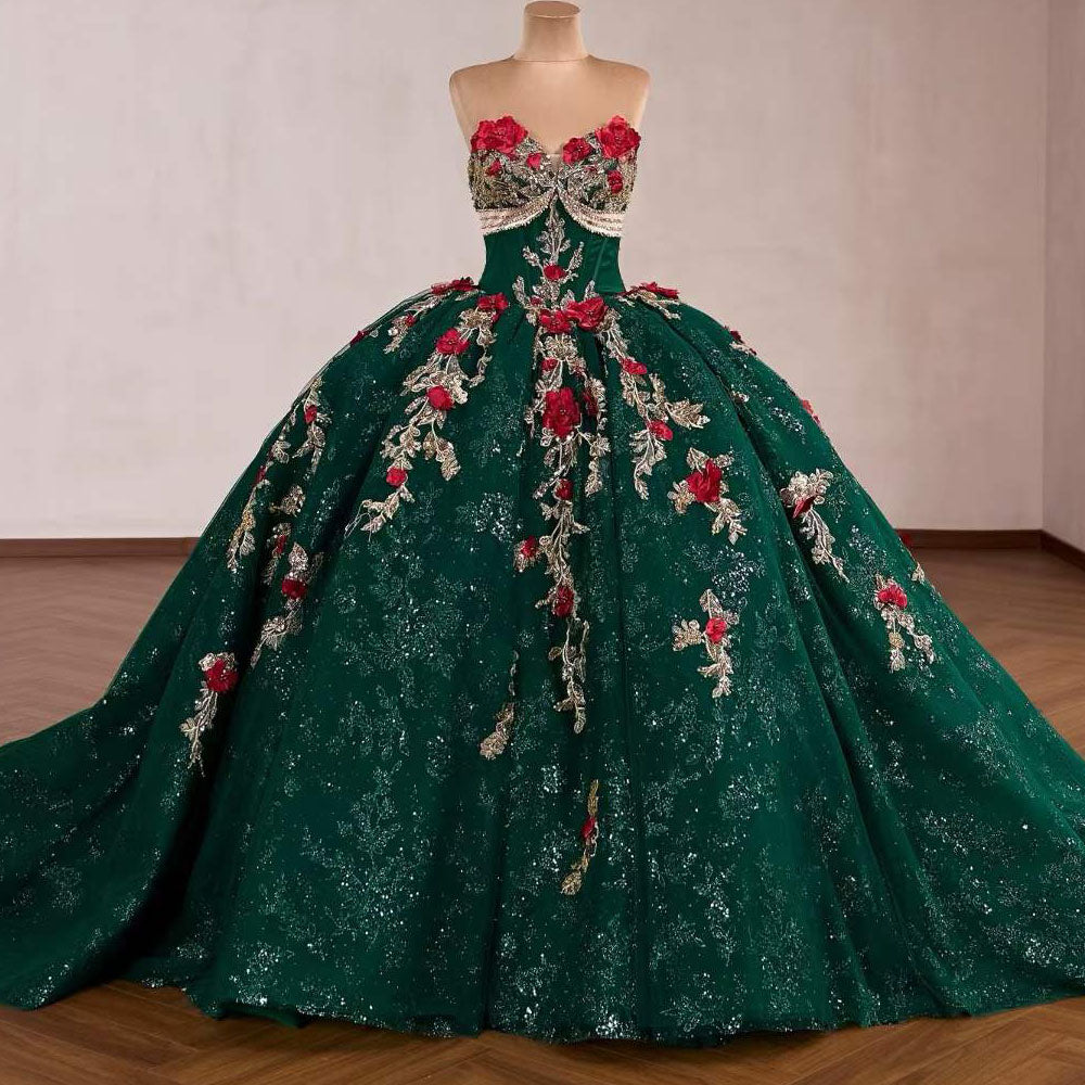 TW1103 2026 Sweetheart Quinceanera Dress Detachable Sleeve Lace Up Back Sequined Embroidery Appliques Vestido De 15