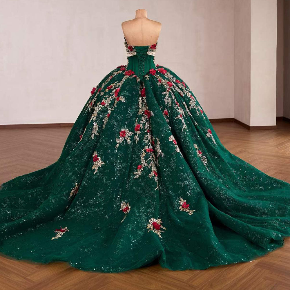 TW1103 2026 Sweetheart Quinceanera Dress Detachable Sleeve Lace Up Back Sequined Embroidery Appliques Vestido De 15