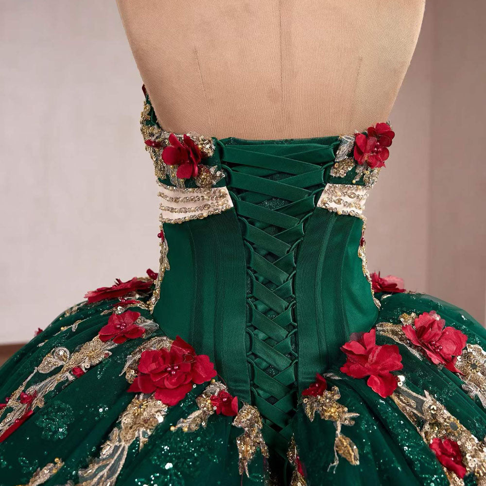 TW1103 2026 Sweetheart Quinceanera Dress Detachable Sleeve Lace Up Back Sequined Embroidery Appliques Vestido De 15