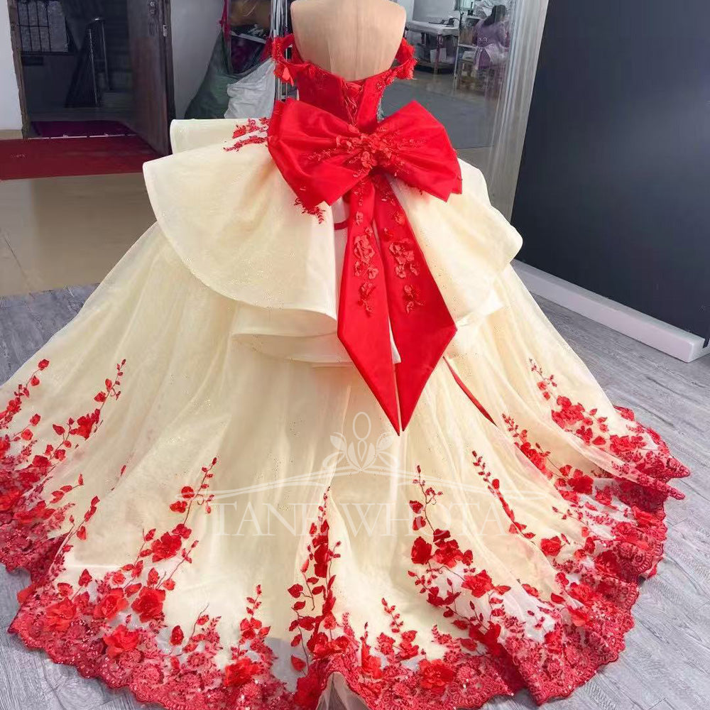 TW445 Girls 15 Quinceanera Ball Gown Dress Pink Purple Sweetheart Off-Shoulder Lace-Up Back Embroidered Beaded Sequined Appliques