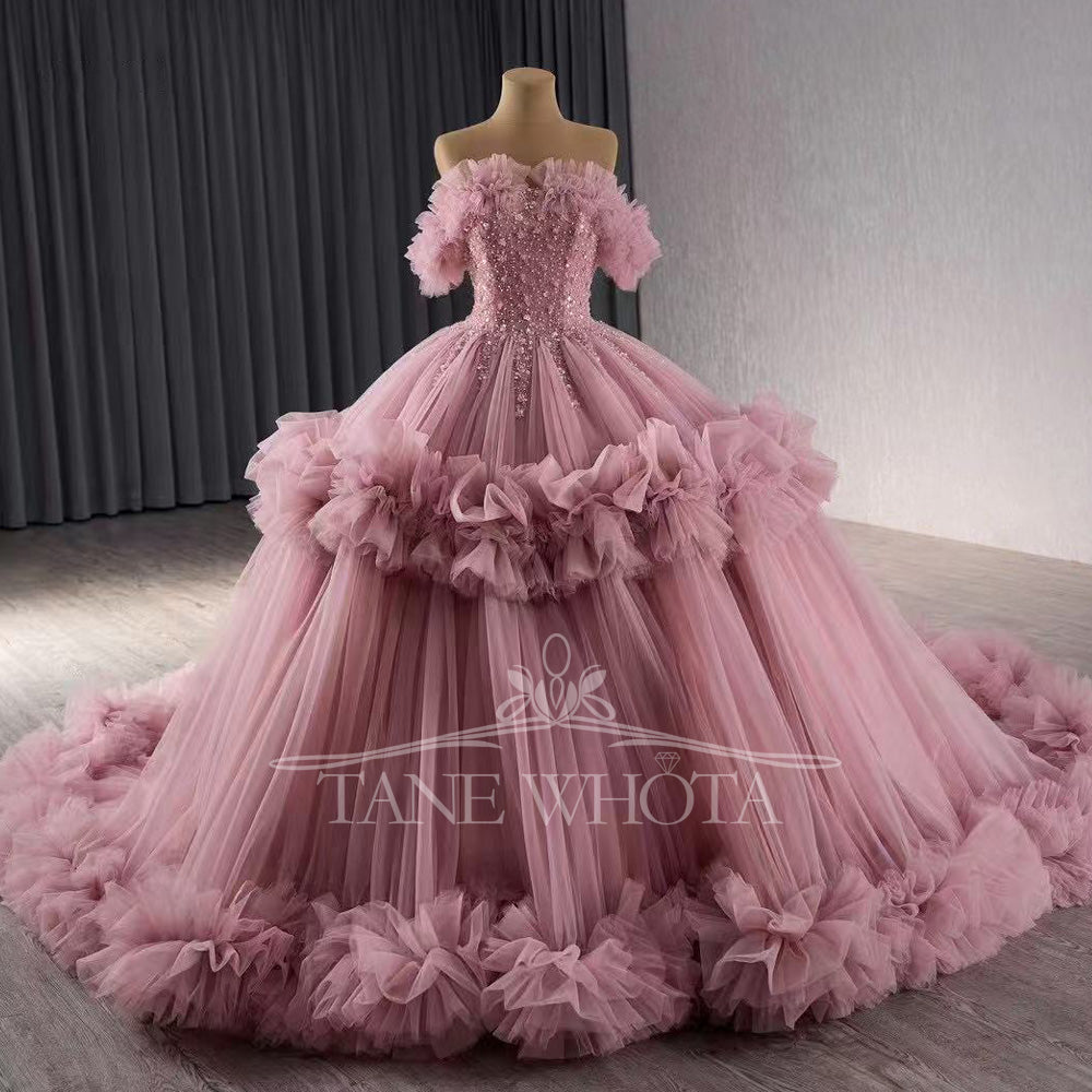 TW455 Luxury Quinceanera Dress Vestido De Quinceañeras Strapless Lace-Up Back Sequined Beading Customized Girls Latin Party Gown