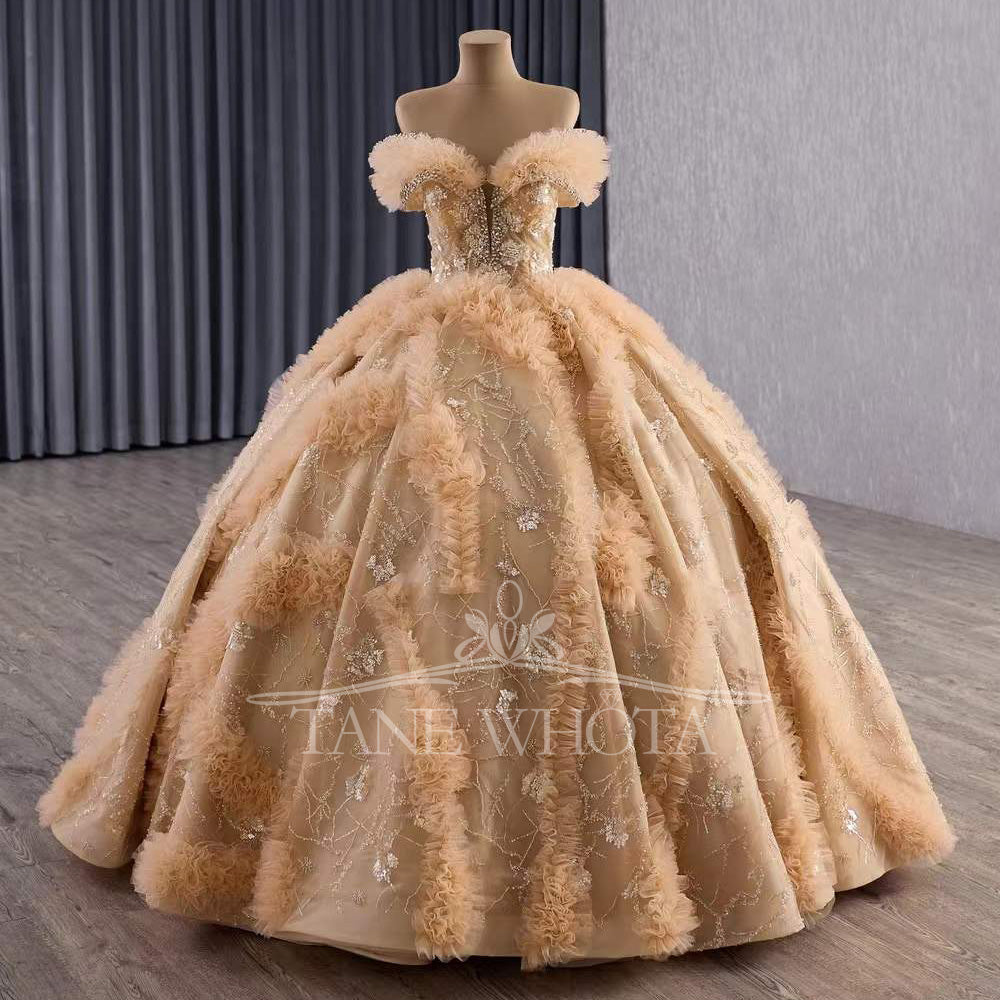 TW464 Sweetheart Quinceañera Dress Lace Up Back Crystal Sequined Orange Long Gown For 15th Birthday Luxury Customizable Vestido De 15
