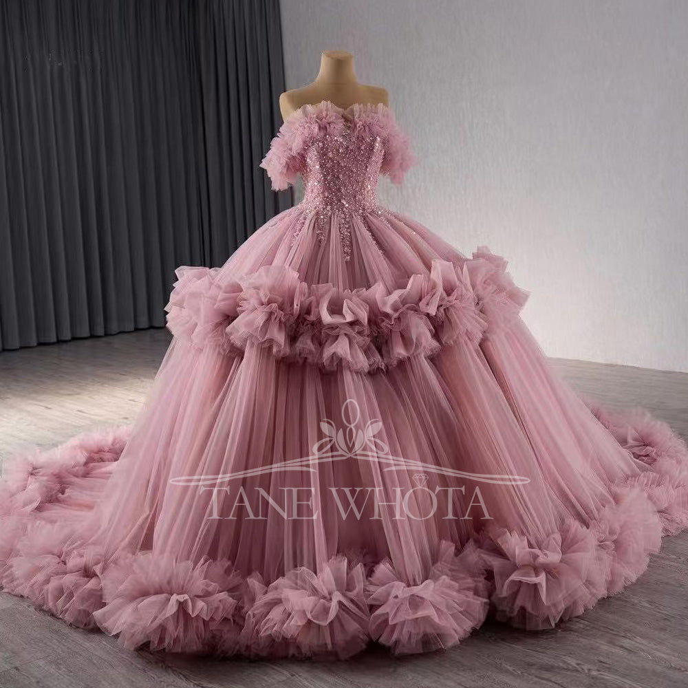 TW455 Luxury Quinceanera Dress Vestido De Quinceañeras Strapless Lace-Up Back Sequined Beading Customized Girls Latin Party Gown
