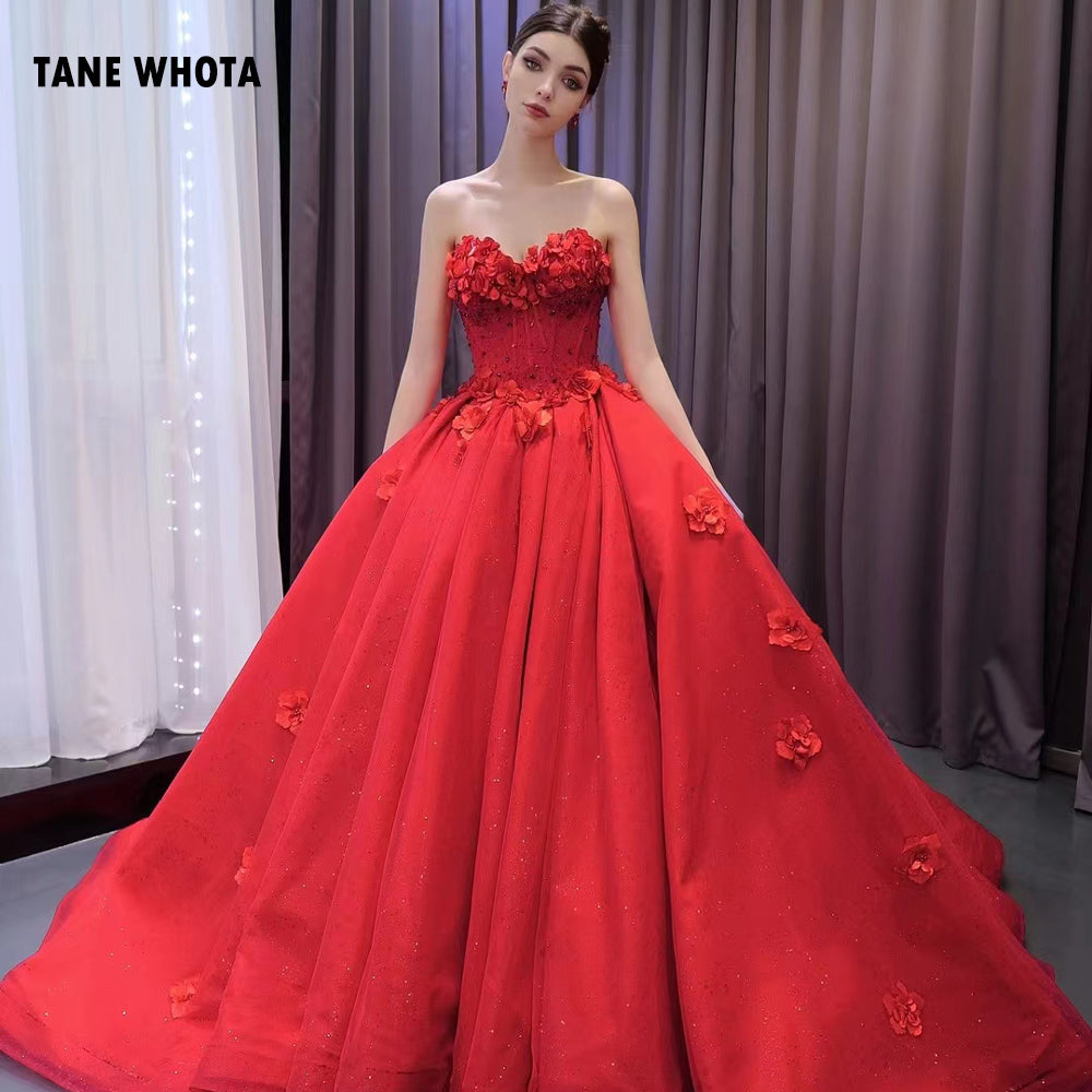 TW285 Vestido De Quinceañeras 2025 Sweetheart Detachable Sleeve Lace Up Back Beading Sequined Appliques Customized Red Long Dress