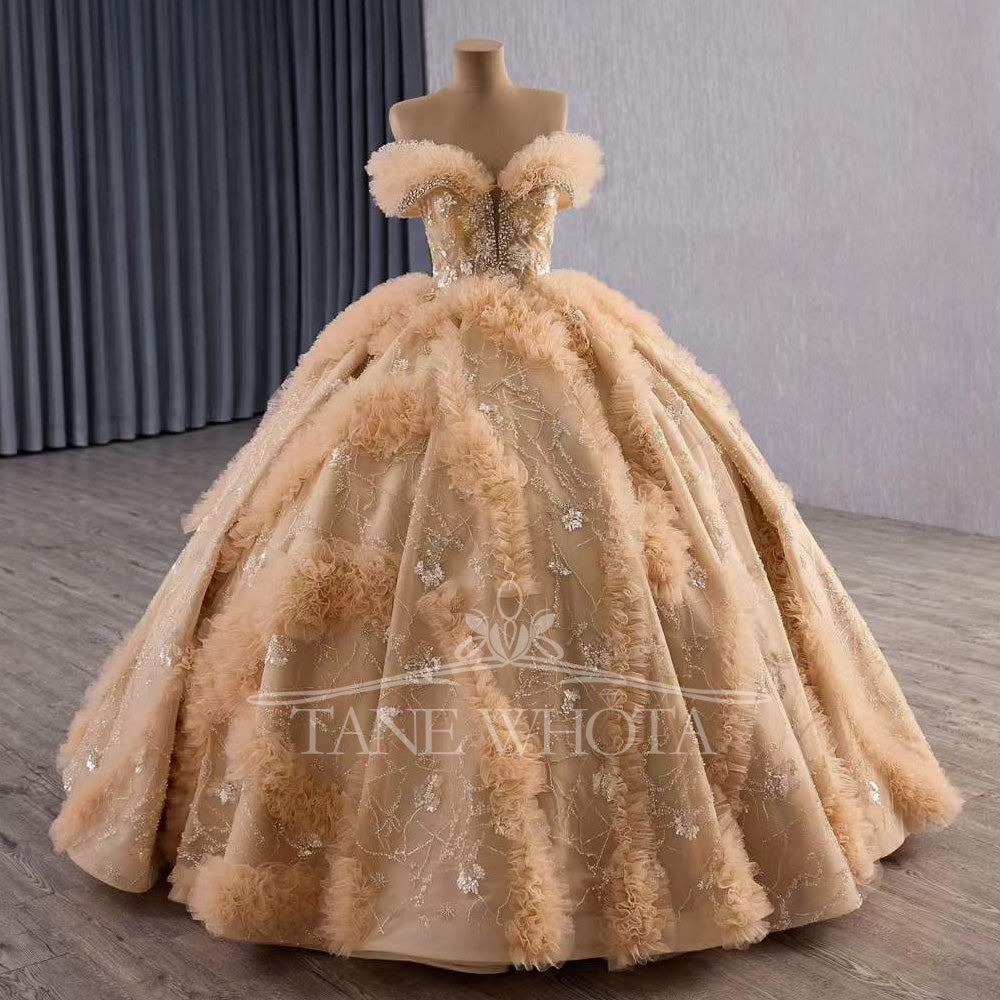 TW464 Sweetheart Quinceañera Dress Lace Up Back Crystal Sequined Orange Long Gown For 15th Birthday Luxury Customizable Vestido De 15
