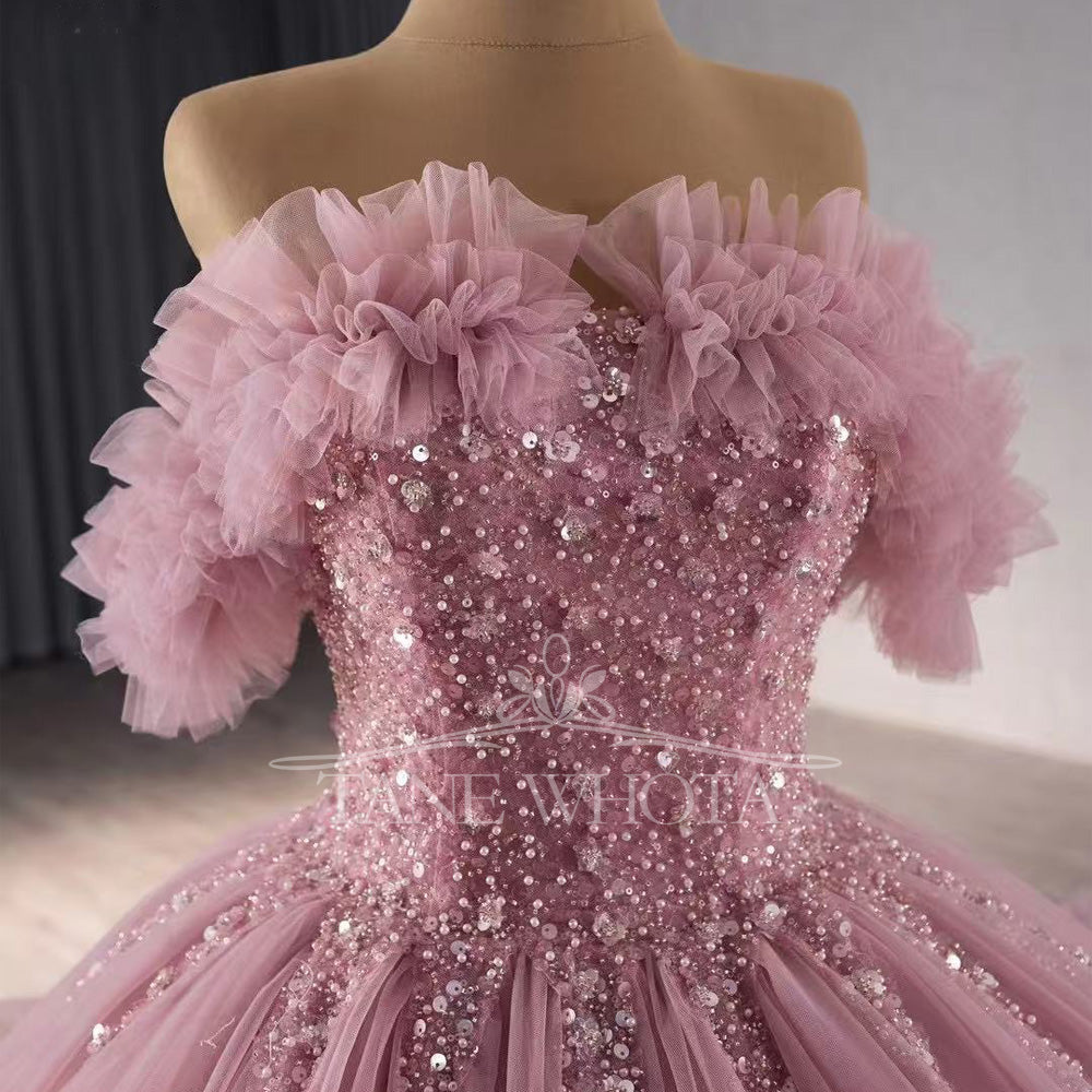 TW455 Luxury Quinceanera Dress Vestido De Quinceañeras Strapless Lace-Up Back Sequined Beading Customized Girls Latin Party Gown