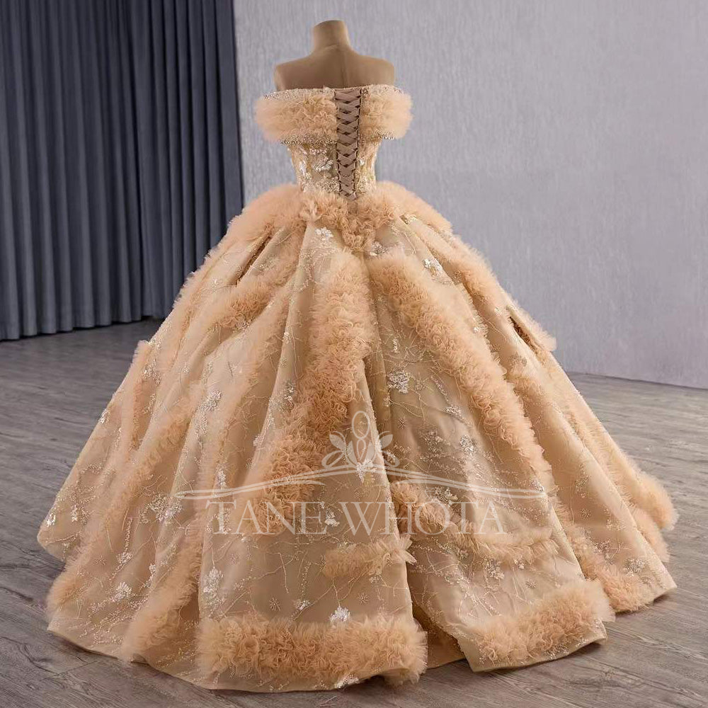 TW464 Sweetheart Quinceañera Dress Lace Up Back Crystal Sequined Orange Long Gown For 15th Birthday Luxury Customizable Vestido De 15