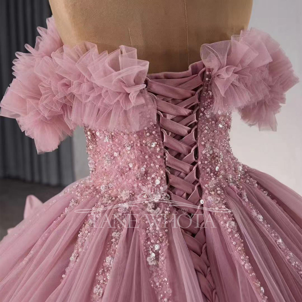 TW455 Luxury Quinceanera Dress Vestido De Quinceañeras Strapless Lace-Up Back Sequined Beading Customized Girls Latin Party Gown