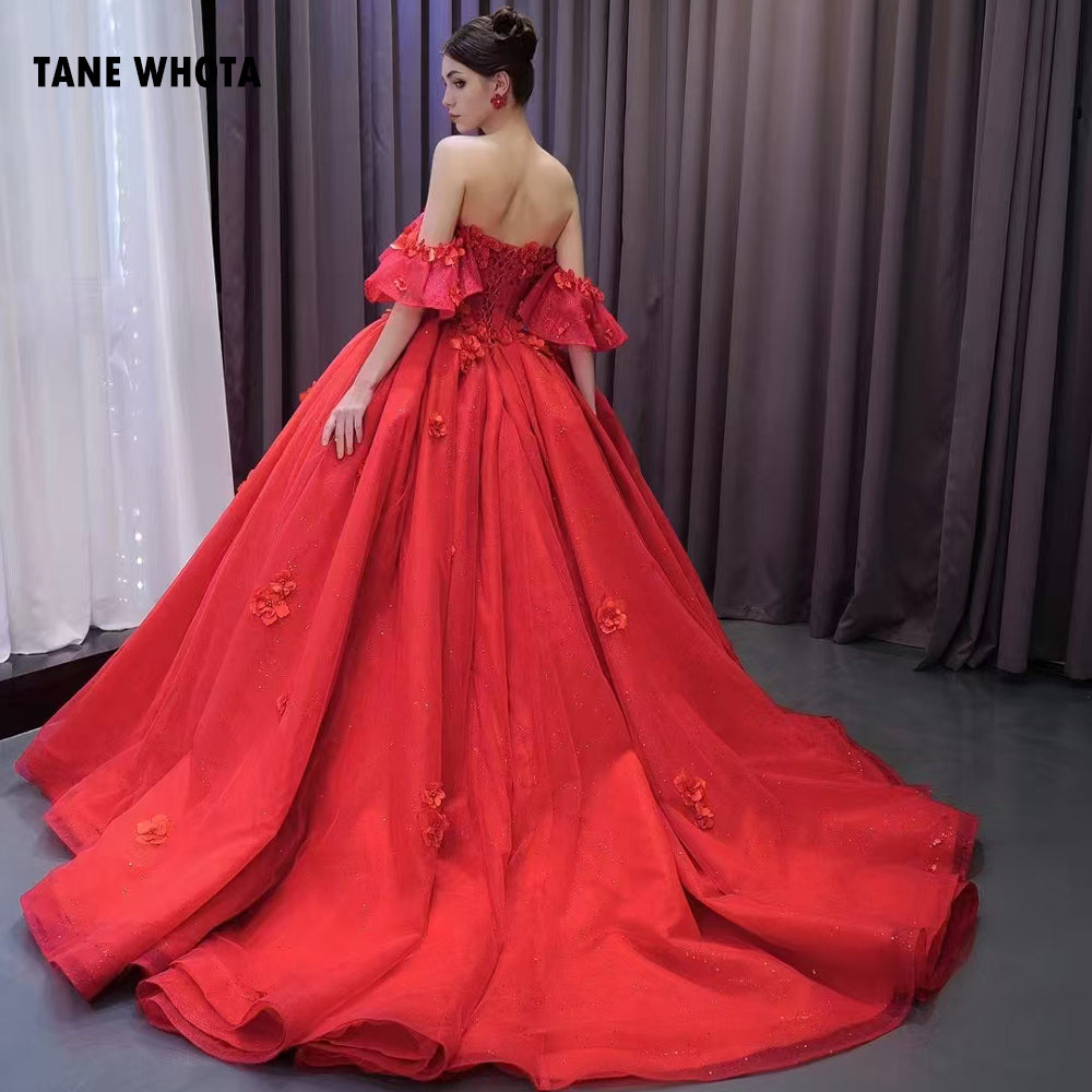 TW285 Vestido De Quinceañeras 2025 Sweetheart Detachable Sleeve Lace Up Back Beading Sequined Appliques Customized Red Long Dress