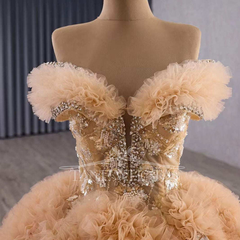 TW464 Sweetheart Quinceañera Dress Lace Up Back Crystal Sequined Orange Long Gown For 15th Birthday Luxury Customizable Vestido De 15