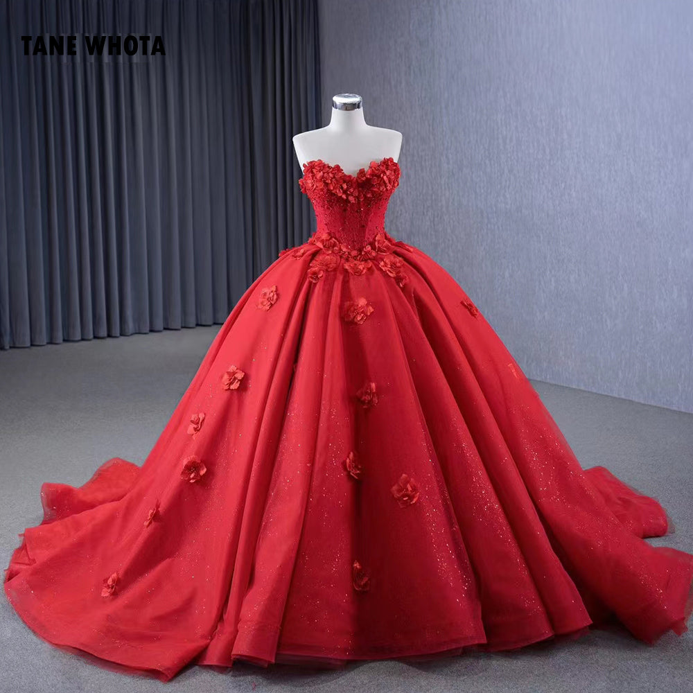TW285 Vestido De Quinceañeras 2025 Sweetheart Detachable Sleeve Lace Up Back Beading Sequined Appliques Customized Red Long Dress