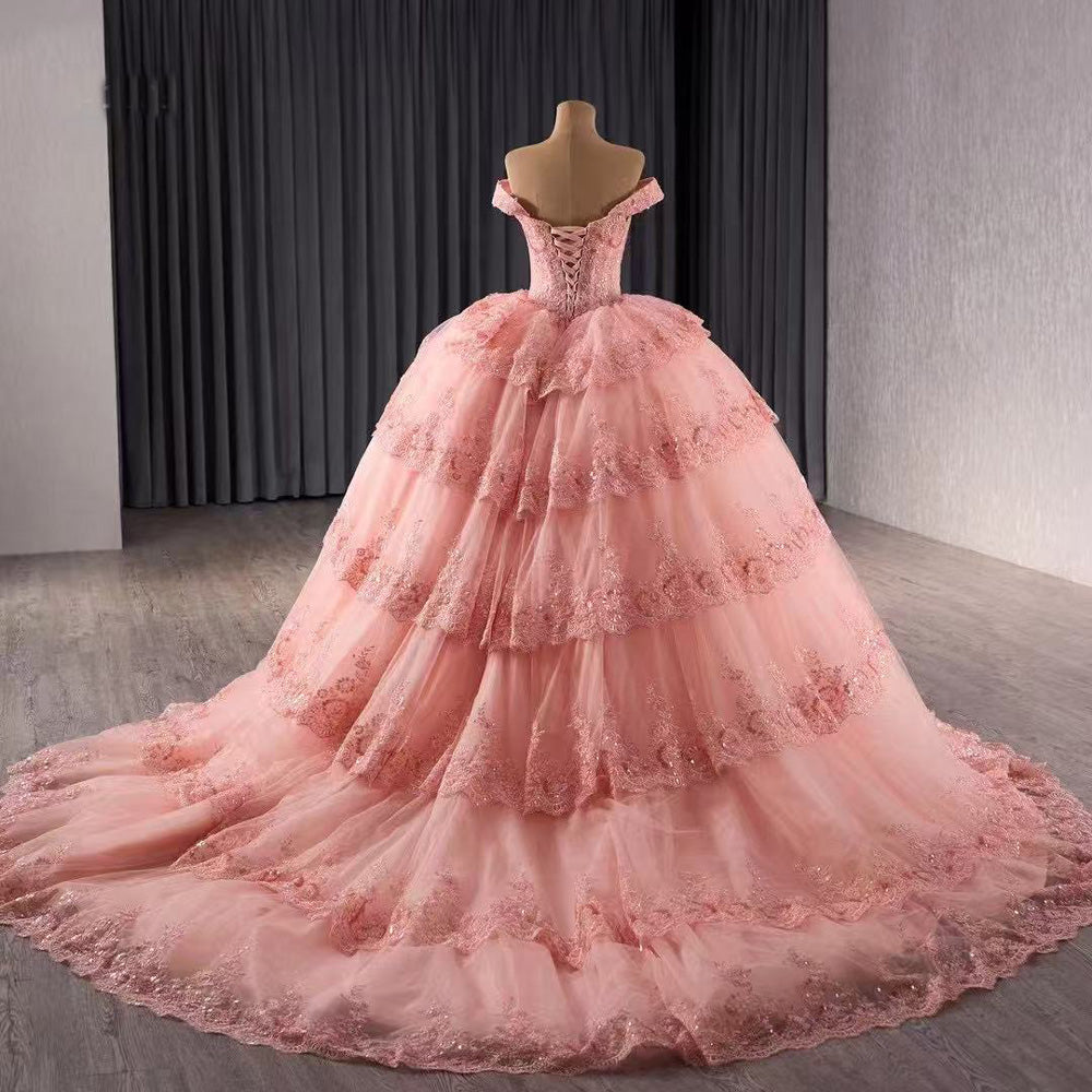 TW124 Vestidos Quinceañeras Estilo Princesa Off Shoulder Sweetheart Appliques Lace Up Back Pink Princess Quinceanera Dress 2025