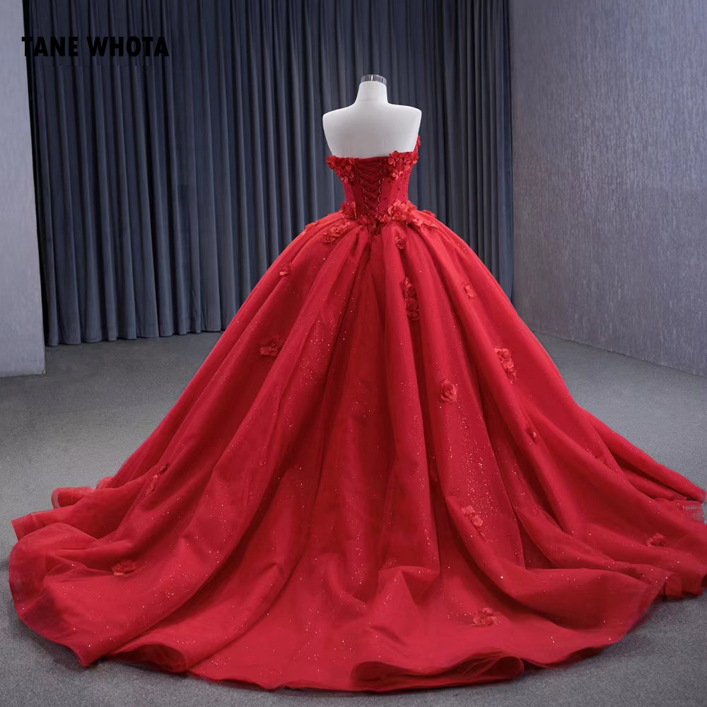 TW285 Vestido De Quinceañeras 2025 Sweetheart Detachable Sleeve Lace Up Back Beading Sequined Appliques Customized Red Long Dress