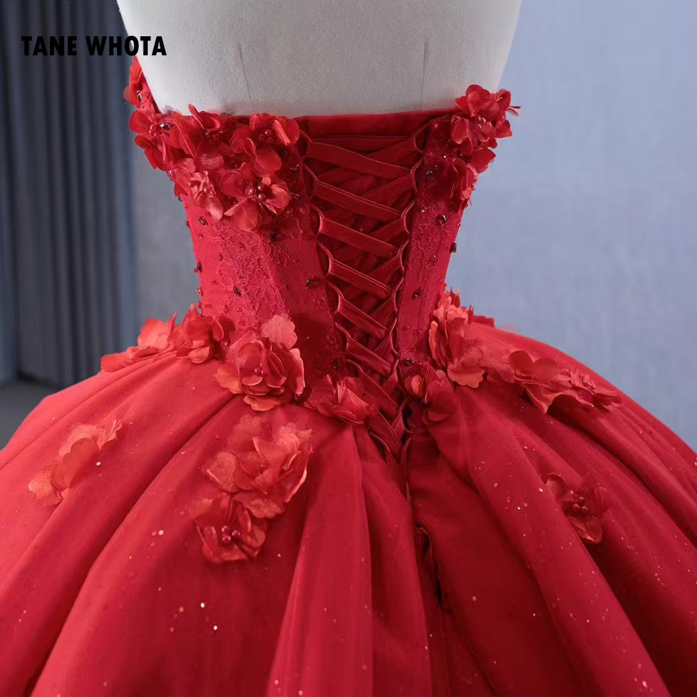 TW285 Vestido De Quinceañeras 2025 Sweetheart Detachable Sleeve Lace Up Back Beading Sequined Appliques Customized Red Long Dress