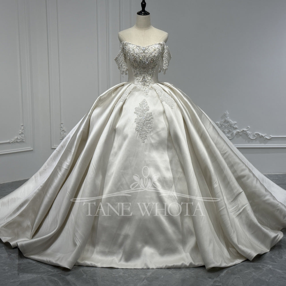 TW817 Sweetheart Off-The-Shoulder Wedding Dress Beaded Crystal Embroid –  Tane Whota Wedding Dress