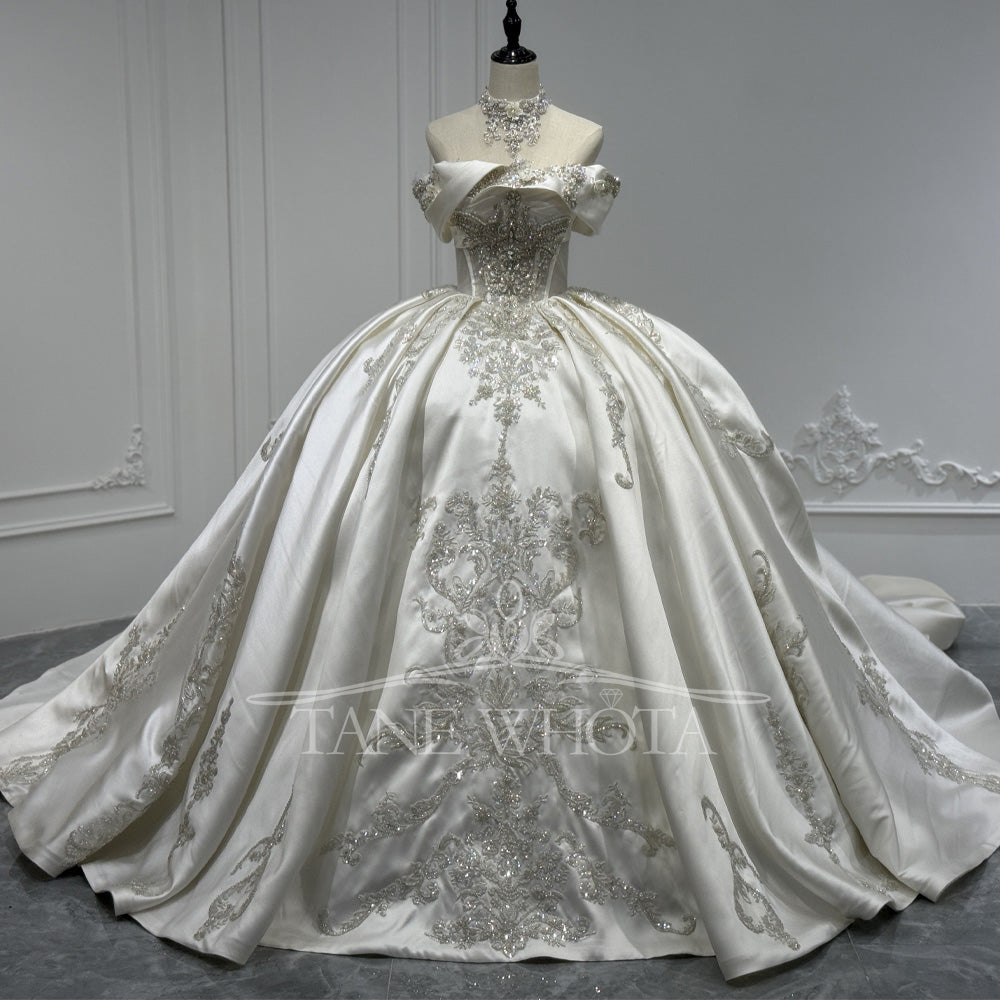 TW803 Abito Da Sposa 2025 Wedding Dress Strapless Off The Shoulder Beading Crystal Embroidery Lace-Up Back Customizable Fit