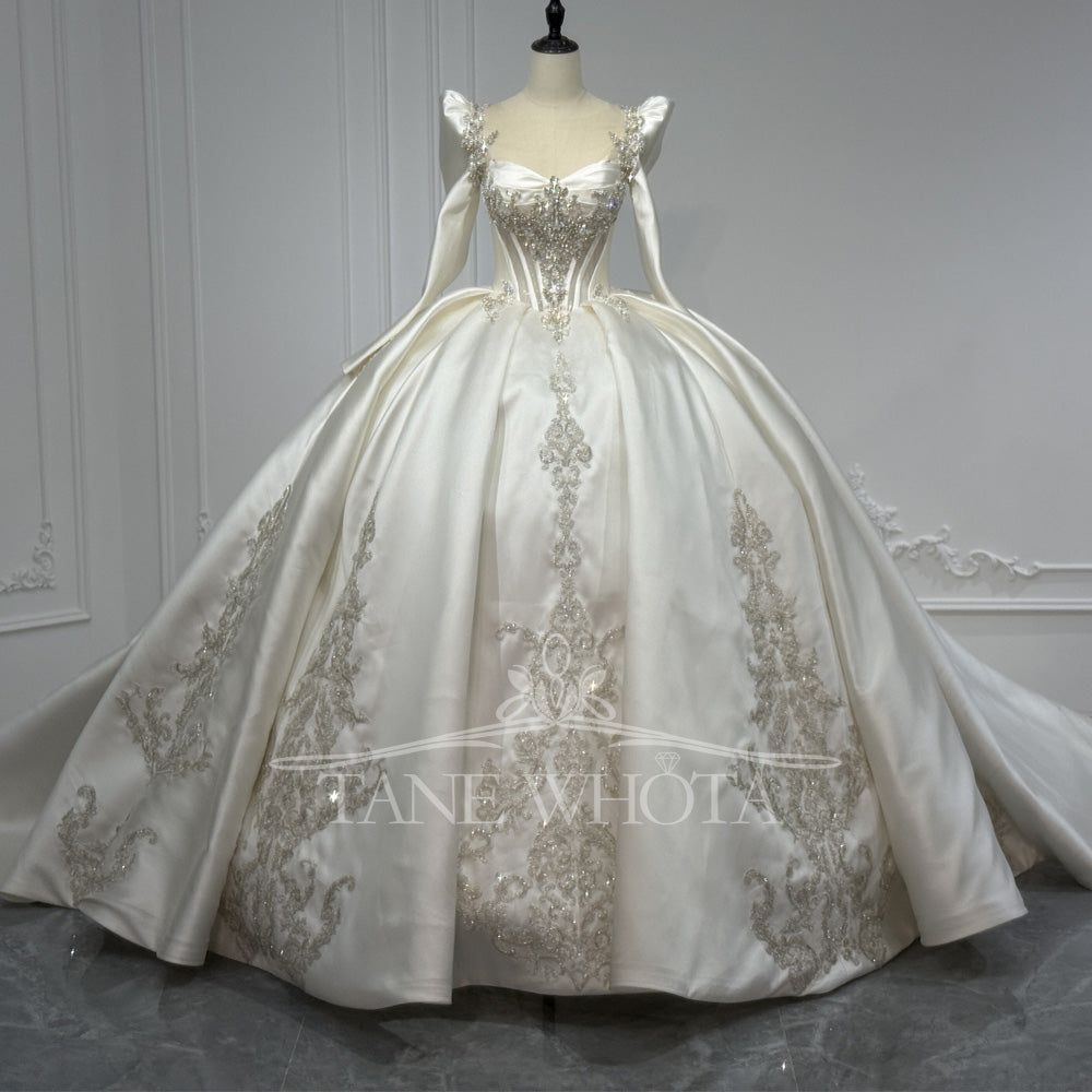 TW809 Sweetheart Detachable Sleeve Crystal Beading Wedding Dress Customized Ball Gown For Women Elegant Bridal Gown