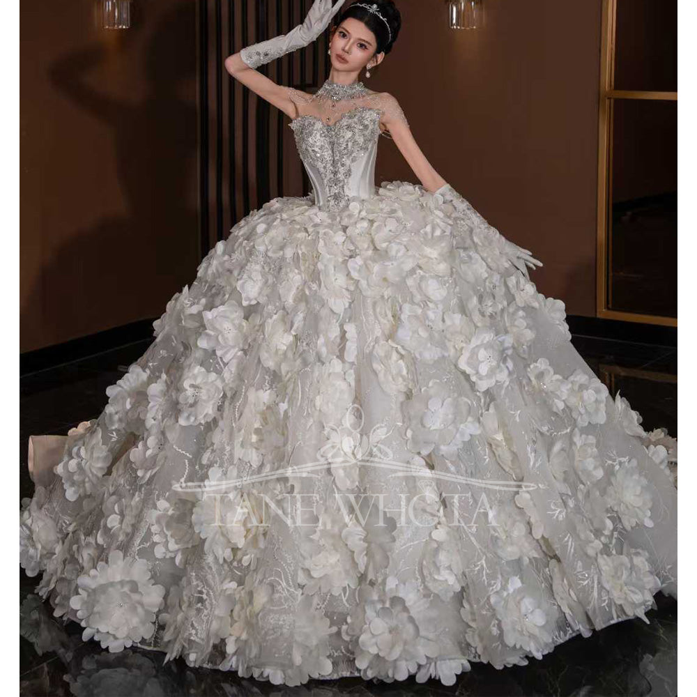 TW795 Sexy Sweetheart Sleeveless Crystal Sequined Appliques Ball Gown Wedding Dress Customizable 2025 Style