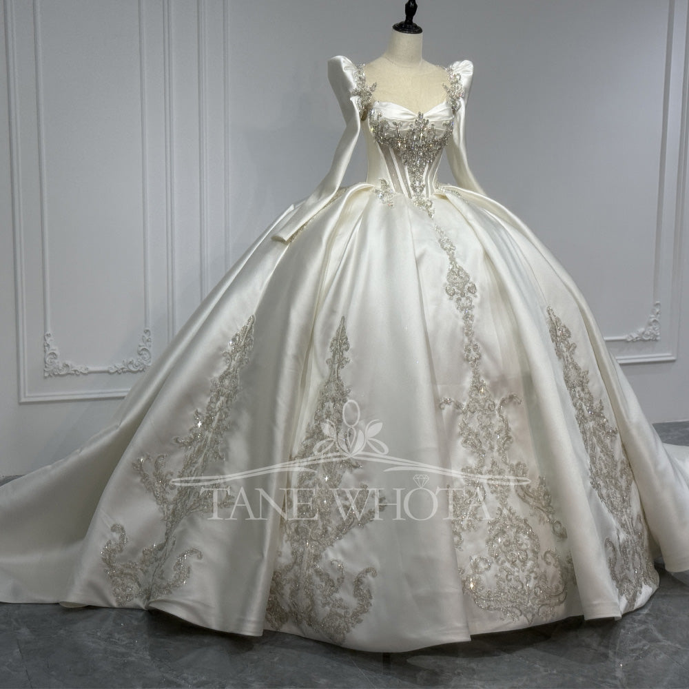 TW809 Sweetheart Detachable Sleeve Crystal Beading Wedding Dress Customized Ball Gown For Women Elegant Bridal Gown
