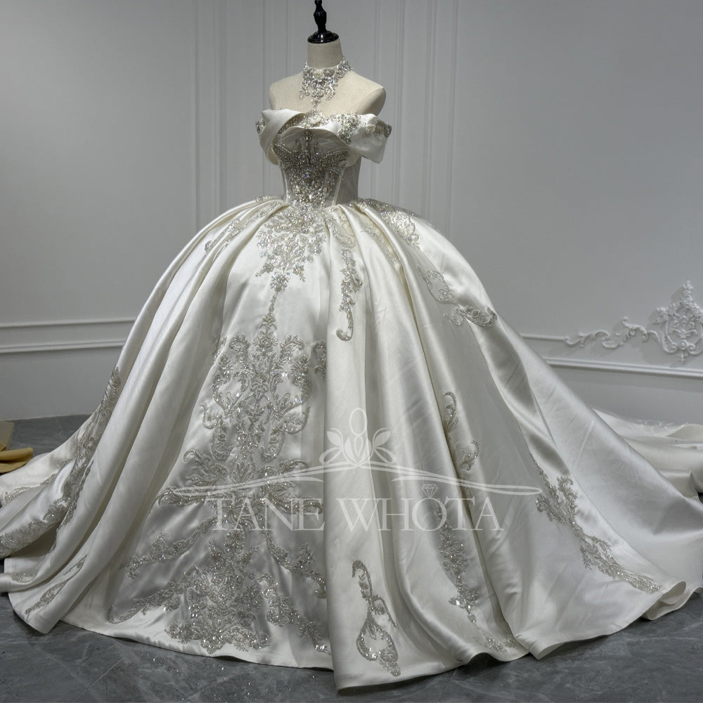 TW803 Abito Da Sposa 2025 Wedding Dress Strapless Off The Shoulder Beading Crystal Embroidery Lace-Up Back Customizable Fit