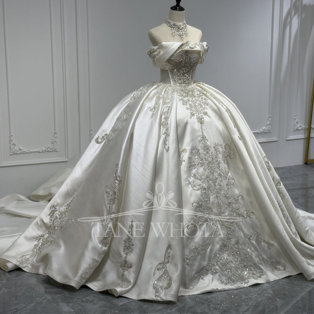 TW803 Abito Da Sposa 2025 Wedding Dress Strapless Off The Shoulder Beading Crystal Embroidery Lace-Up Back Customizable Fit