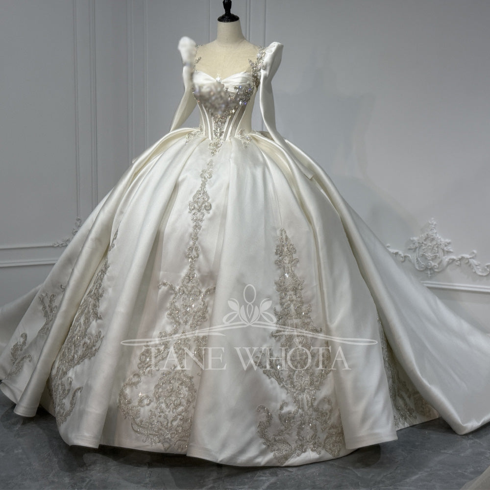 TW809 Sweetheart Detachable Sleeve Crystal Beading Wedding Dress Customized Ball Gown For Women Elegant Bridal Gown