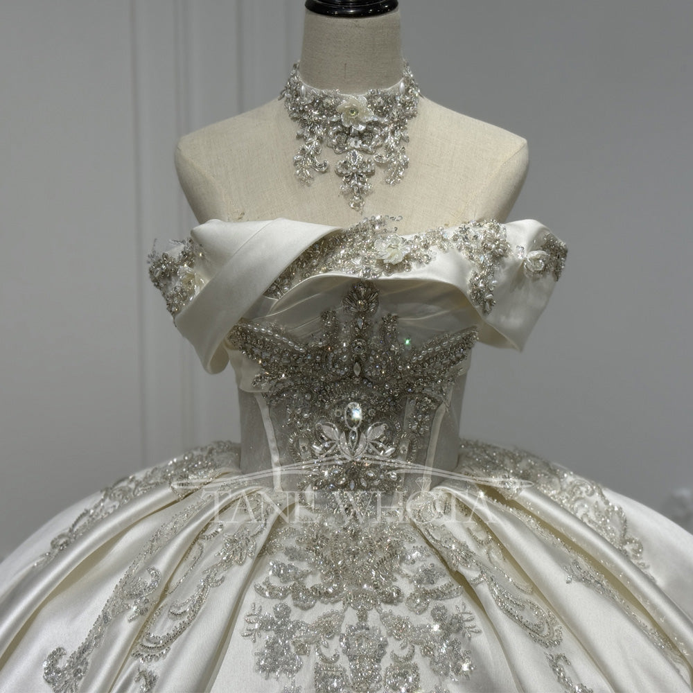 TW803 Abito Da Sposa 2025 Wedding Dress Strapless Off The Shoulder Beading Crystal Embroidery Lace-Up Back Customizable Fit