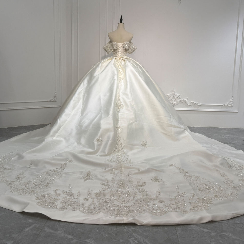 TW1083 Customizable Wedding Dress Sweetheart Off The Shoulder Lace-Up Back Sequined Crystal Gown Bridal Dress