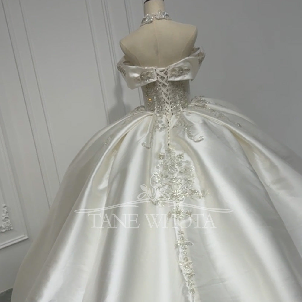 TW803 Abito Da Sposa 2025 Wedding Dress Strapless Off The Shoulder Beading Crystal Embroidery Lace-Up Back Customizable Fit