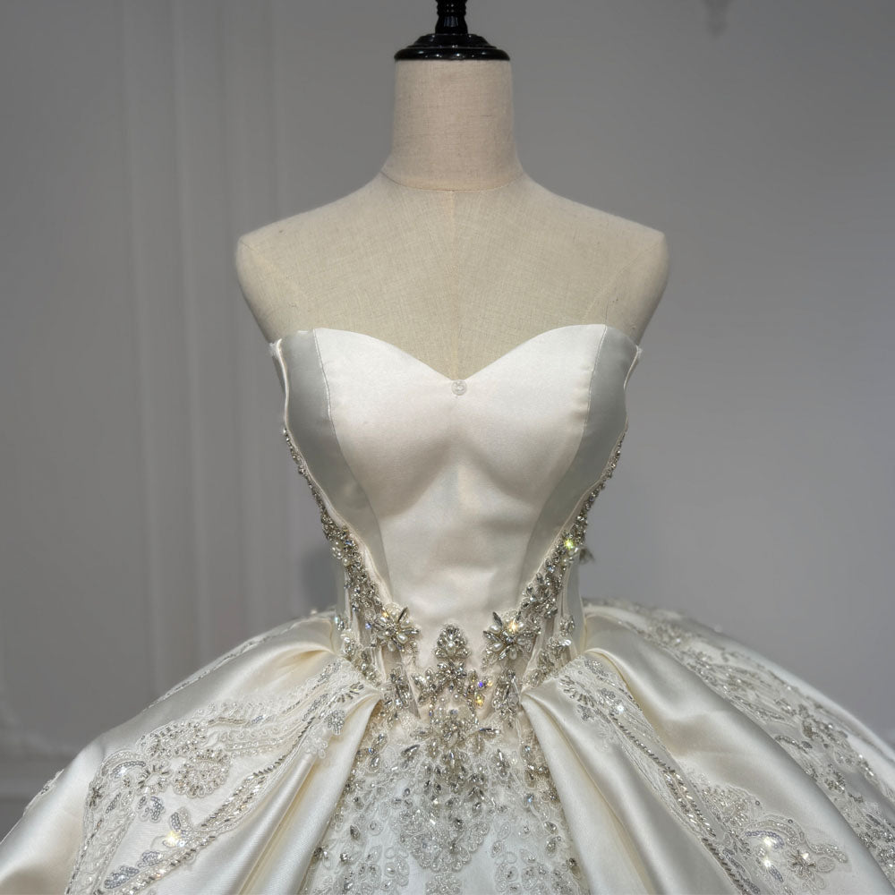 TW1083 Customizable Wedding Dress Sweetheart Off The Shoulder Lace-Up Back Sequined Crystal Gown Bridal Dress